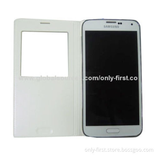 Leather Mobile Phone Case for Samsung Galaxy S5, Flip Style, Various Materials Available